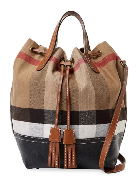 burberry check canvas bucket bag|Burberry bridal collection tote bag.